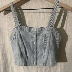 Brandy Melville Black and White Striped Crop Top